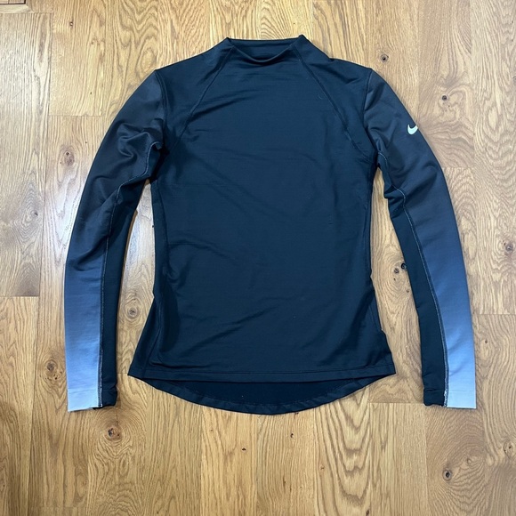 Nike Pro Hyperwarm Women's L Long Sleeve Compression Shirt Black/Gray Training - Picture 1 of 6